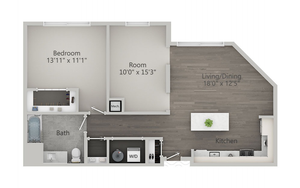1 Bedroom + Den - 1 bedroom floorplan layout with 1 bath and 992 square feet. 1 Bedroom + Den - 1 bedroom floorplan layout with 1 bath and 992 square feet.