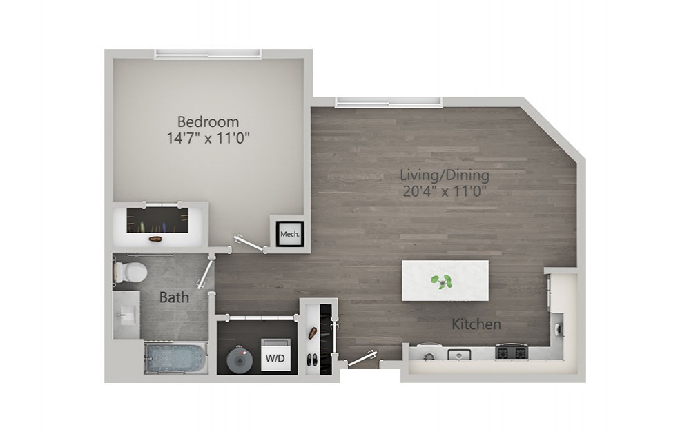 1 Bedroom - Type 2 - 1 bedroom floorplan layout with 1 bath and 815 square feet. 1 Bedroom - Type 2 - 1 bedroom floorplan layout with 1 bath and 815 square feet.