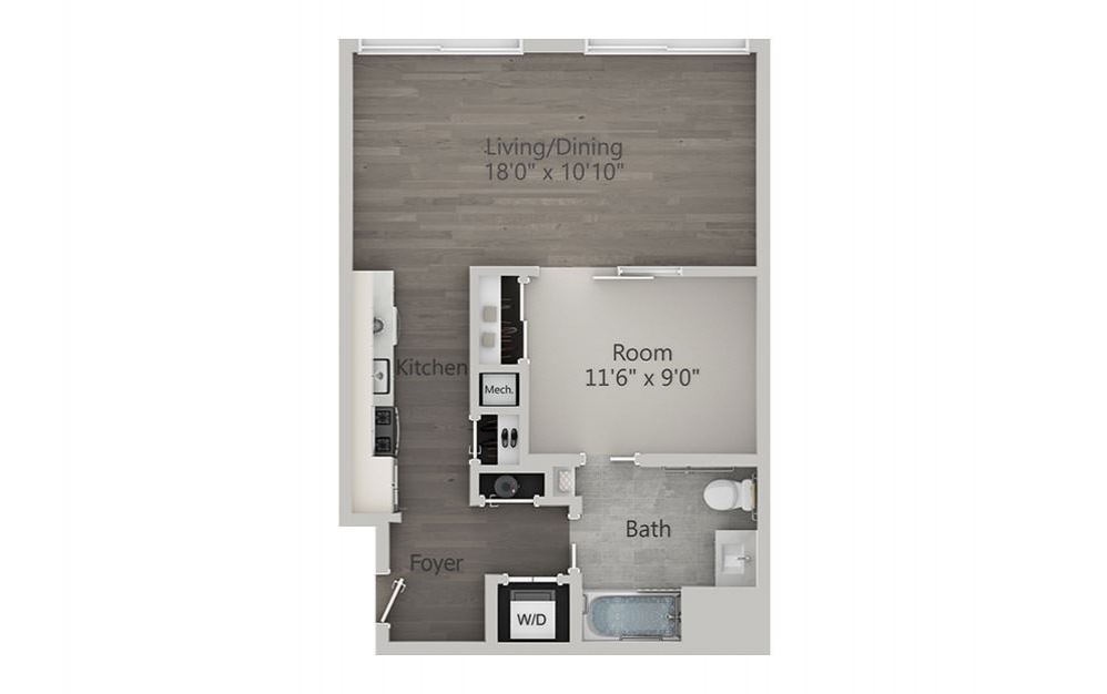 Alcove Studio - Type 3 - Studio floorplan layout with 1 bath and 626 square feet. Alcove Studio - Type 3 - Studio floorplan layout with 1 bath and 626 square feet.